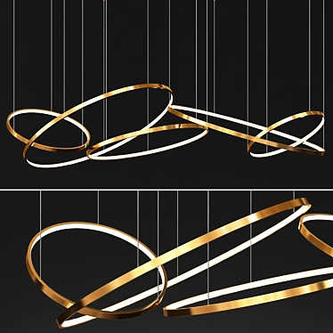 Gilded Circle Pendant Light 3D model image 1 