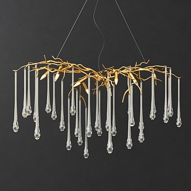 Elegant Brass & Glass Chandelier 3D model image 1 