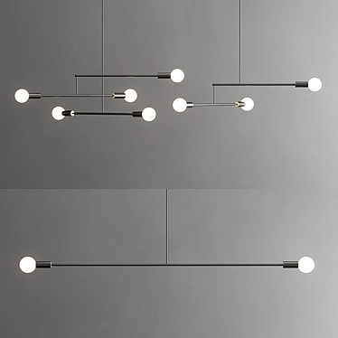 Modern Steel and Wood Mobile Lights 3D model image 1 