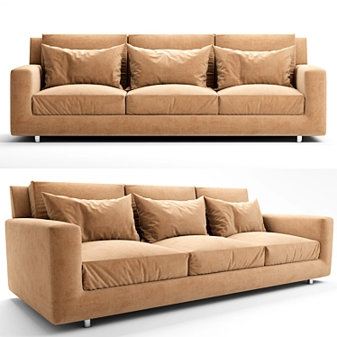 Elegant Borgonuovo 3-Seater Sofa 3D model image 1 