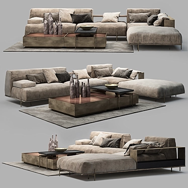 Sleek Soho Sofa Set 3D model image 1 