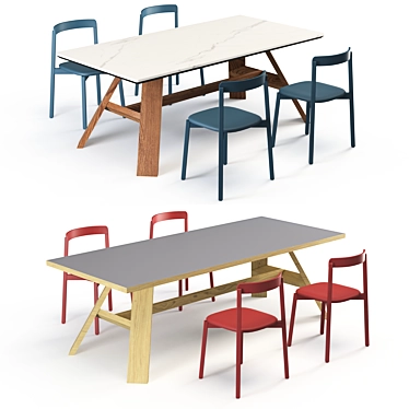 Refectory Renaissance: Artigiano Tables & Alma Chairs 3D model image 1 
