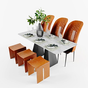 Versatile Table & Chair Set 3D model image 1 