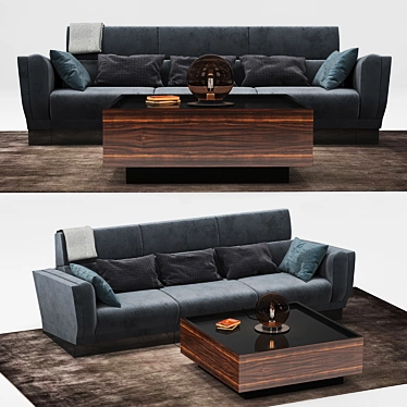 Elegant Senza Fine Sofa & Essence Table 3D model image 1 