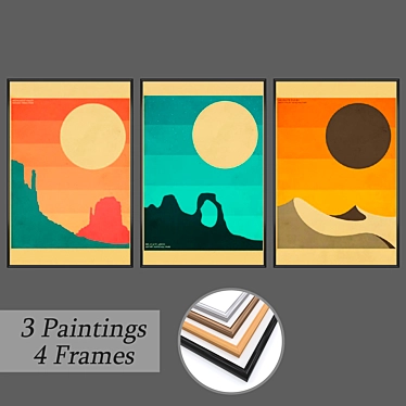 Elegant Set of Wall Paintings 3D model image 1 