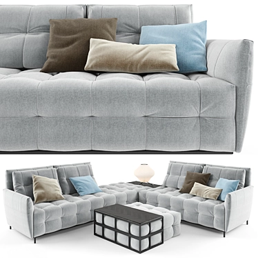 Elegant Gray Sofa Set: Poliform 3D model image 1 