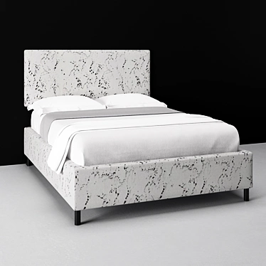 Sleek Square Back Bed: Timeless Elegance 3D model image 1 