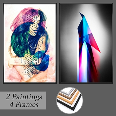 Versatile Wall Art Set: 2 Paintings, 4 Frame Options 3D model image 1 