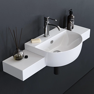 Elegant M2 Ceramic Washbasin 3D model image 1 