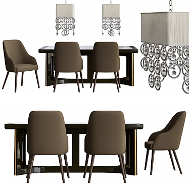 Italian Decò Dining Set 3D model image 1 