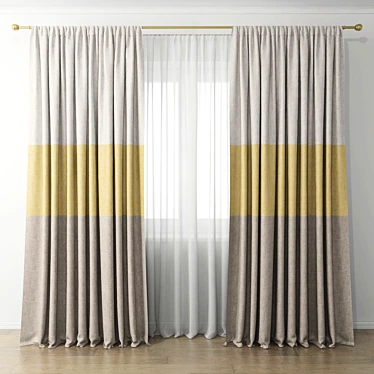 Elegant Window Drapes 3D model image 1 