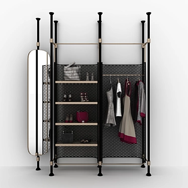 Fashion Store Shelving: Hangers, Clothes, Shoes & Bags 3D model image 1 