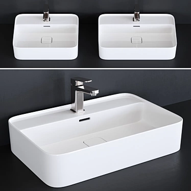 Strada II Ceramic Washbasin & Tonic II Mixer 3D model image 1 