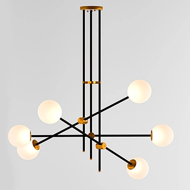 Modern Vector Chandelier with Adjustable Rod - Frosted Spherical Shades 3D model image 1 