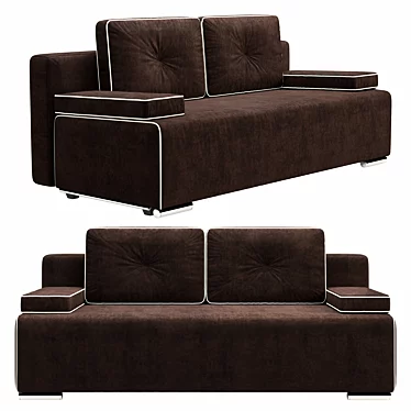 Brazilian Chic Velvet Brown Sofa 3D model image 1 