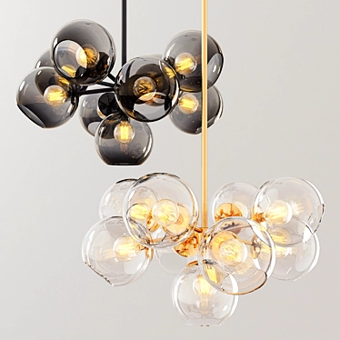 Stunning Staggered Glass Chandelier 3D model image 1 