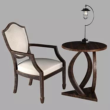 Vintage Loft Set: Jenkins Chair, Pandhari Table, Toledo Lamp 3D model image 1 