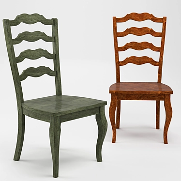 Elegant French Ladder Back Dining Chair 3D model image 1 