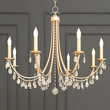 Antiqued Gold 8-Light Chandelier 3D model image 1 