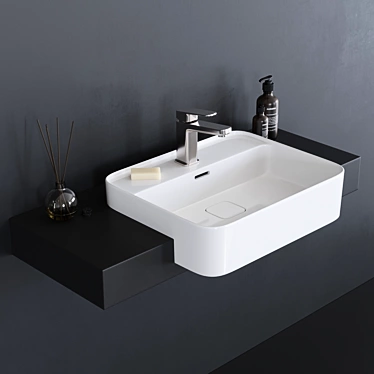 Strada II T2993: Stylish Semi-Inset Ceramic Washbasin 3D model image 1 