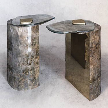 Mirrored Brass Side Table with Murano Glass - Vincenza de Cotiis 3D model image 1 