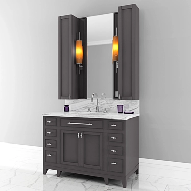 Carrara Marble Single Bathroom Vanity 3D model image 1 