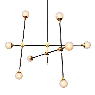 Sleek Metal & Glass Baton Chandelier 3D model image 1 