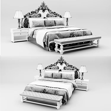 Elegant Classic Luxury Bed 3D model image 1 