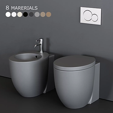 Modern Italian Ceramic Bathroom Set 3D model image 1 