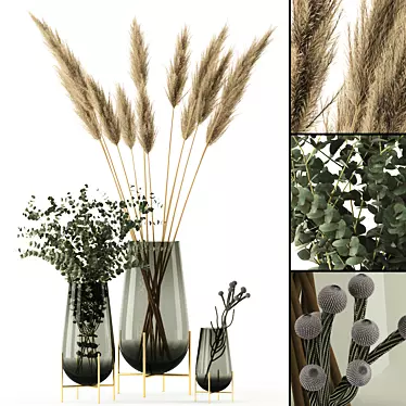 Realistic Plants in Echasse Vases 3D model image 1 