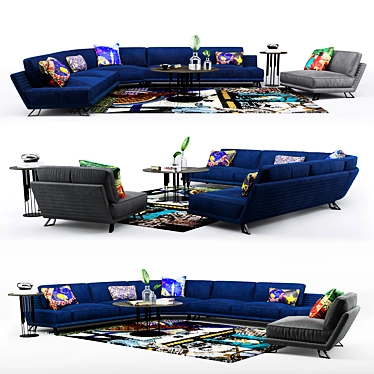 Modern Vision Set: Sofa, Armchair, Rug, Tables 3D model image 1 