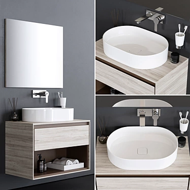 Modern Lacquered Vanity Unit with Drawers - Connect Air 3D model image 1 