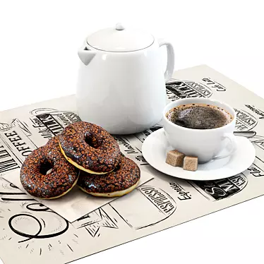 Coffee & Donuts 3D Set 3D model image 1 