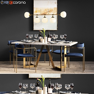 Elegant Lenox Dining Set 3D model image 1 