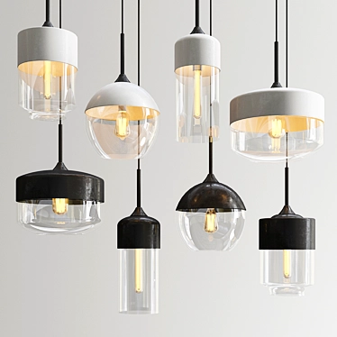 Elegant Amber Pendant Lights 3D model image 1 