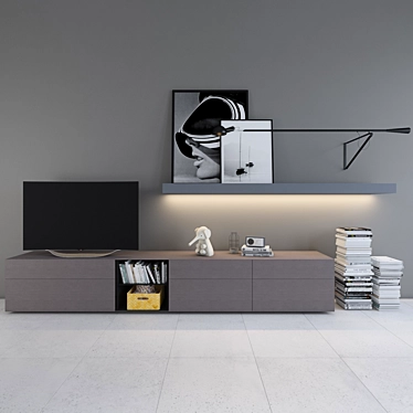 Sleek TV Storage Wall 007 3D model image 1 