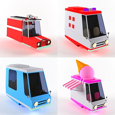 Low Poly Toy Transport Collection 3D model image 1 