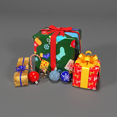 Festive Holiday Set: Ornaments, Gifts & More 3D model image 1 