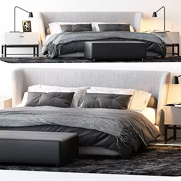 Minotti Creed Bed Set: Sleek and Stylish 3D model image 1 