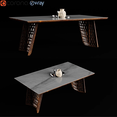 Sleek Steel & Wood Table 3D model image 1 