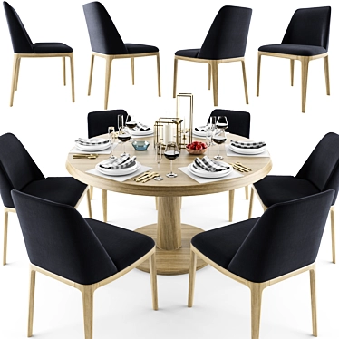 Grace Armless Chair Dining Set 3D model image 1 