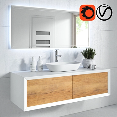 Sleek Bathroom Furniture Set 3D model image 1 