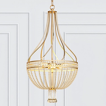 Elegant Antique Gold Leaf Chandelier 3D model image 1 