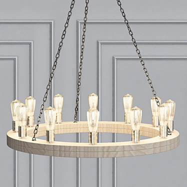 Geoffrey Small: Elegant Wood and Metal Chandelier 3D model image 1 