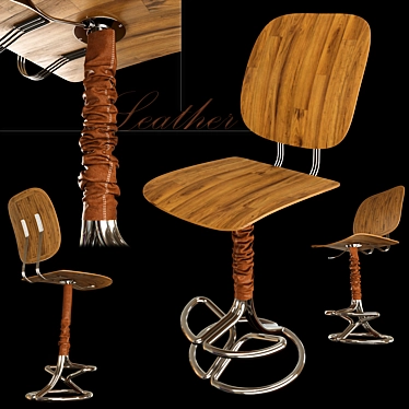 Adjustable Brown Leather Chair 3D model image 1 