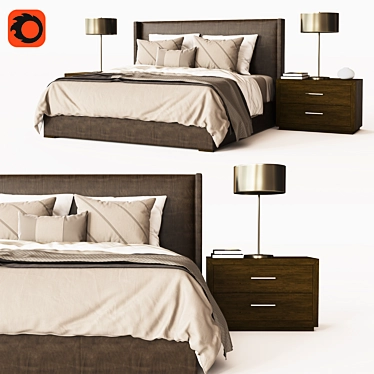 Luxurious Lawson Shelter Leather Bed 3D model image 1 