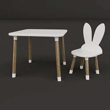 Kids Table and Chair 3D model image 1 