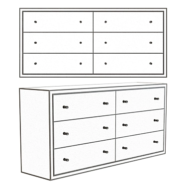 Strand Mirrored 6-Drawer Dresser 3D model image 1 