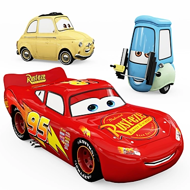 Title: Cars "Lightning McQueen, Guido, & Luigi" Figures 3D model image 1 