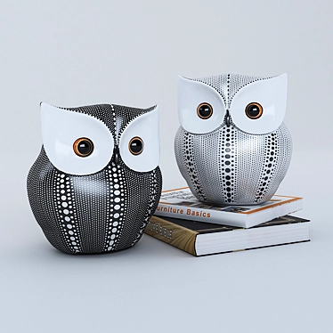 Sleek Monochrome Owl Art 3D model image 1 